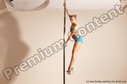 Underwear Gymnastic poses Woman White Moving poses Slim long blond Dynamic poses Academic